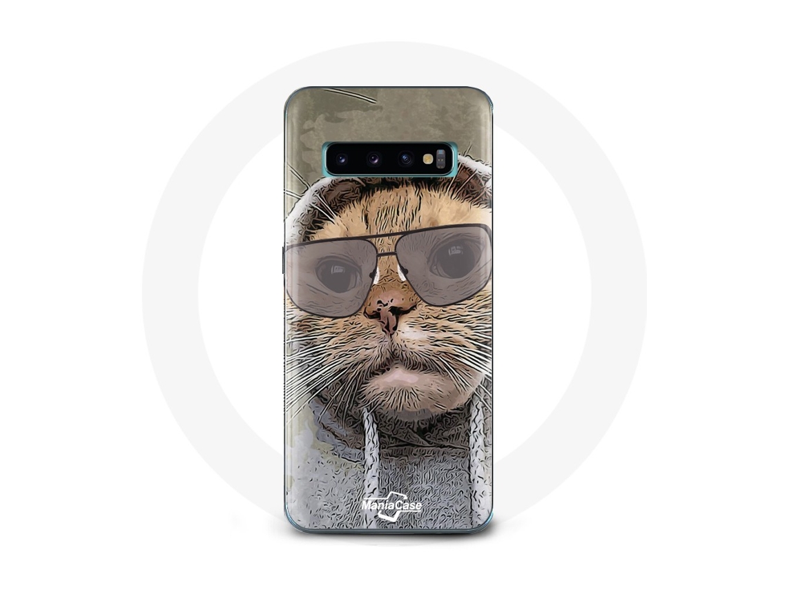 Capa para Samsung Galaxy S10 gato com capuz foto engraçada Animais