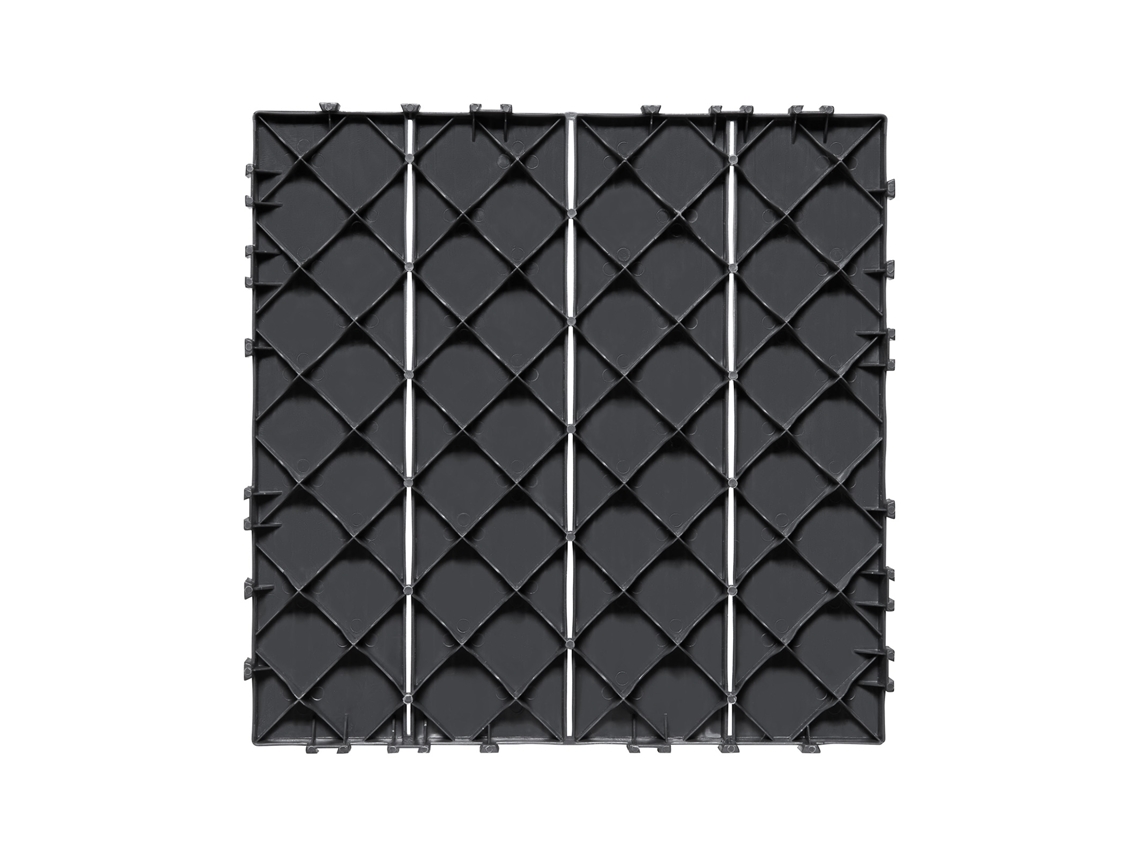 Peças de Deck Interligadas SUCCEBUY, Pacote de 36, 12polegadas X 12polegadas, Peças de Plástico para Varanda, Cinzento Escuro