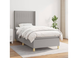Vidaxl Cama Com Molas/colchão 90x190 Cm Tecido Cinzento-claro