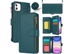 Capa Para Iphone 11 Pele Sintética Com Porta-cartões Azul