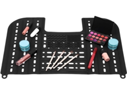 Organizador De Pia Bancada Collbath Em Silicone Preto, Dobrável, 55x43 Cm, Para Banheiro, Com Função De Economia Espaço