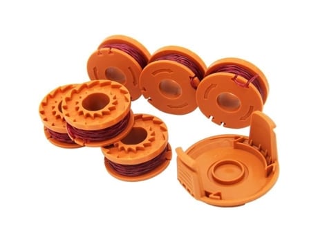 Conjunto de 6 Carretéis de Linha de Reposição para Aparador de Borda Worx Wa0010 Compatível com Worx Wg180 Wg163 Wa0010 com 1 Capa AQSACOKIYA