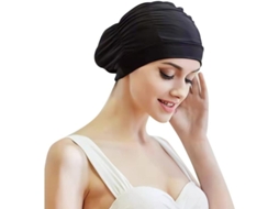 Gorro De Natação Feminino Com Plegados Gorro De Banho Para Cabelo Longo Protetor De Ouvidos Linjou