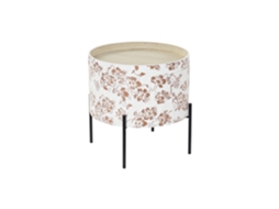 Mesa lateral em MDF com tampo de metal branco, 38x38x39cm ALEXANDRA HOUSE LIVING