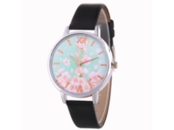 Relógio de Pulso Feminino Zhoulianfa de Quartzo com Pulseira de Couro Pu Estilo Leisure Preto