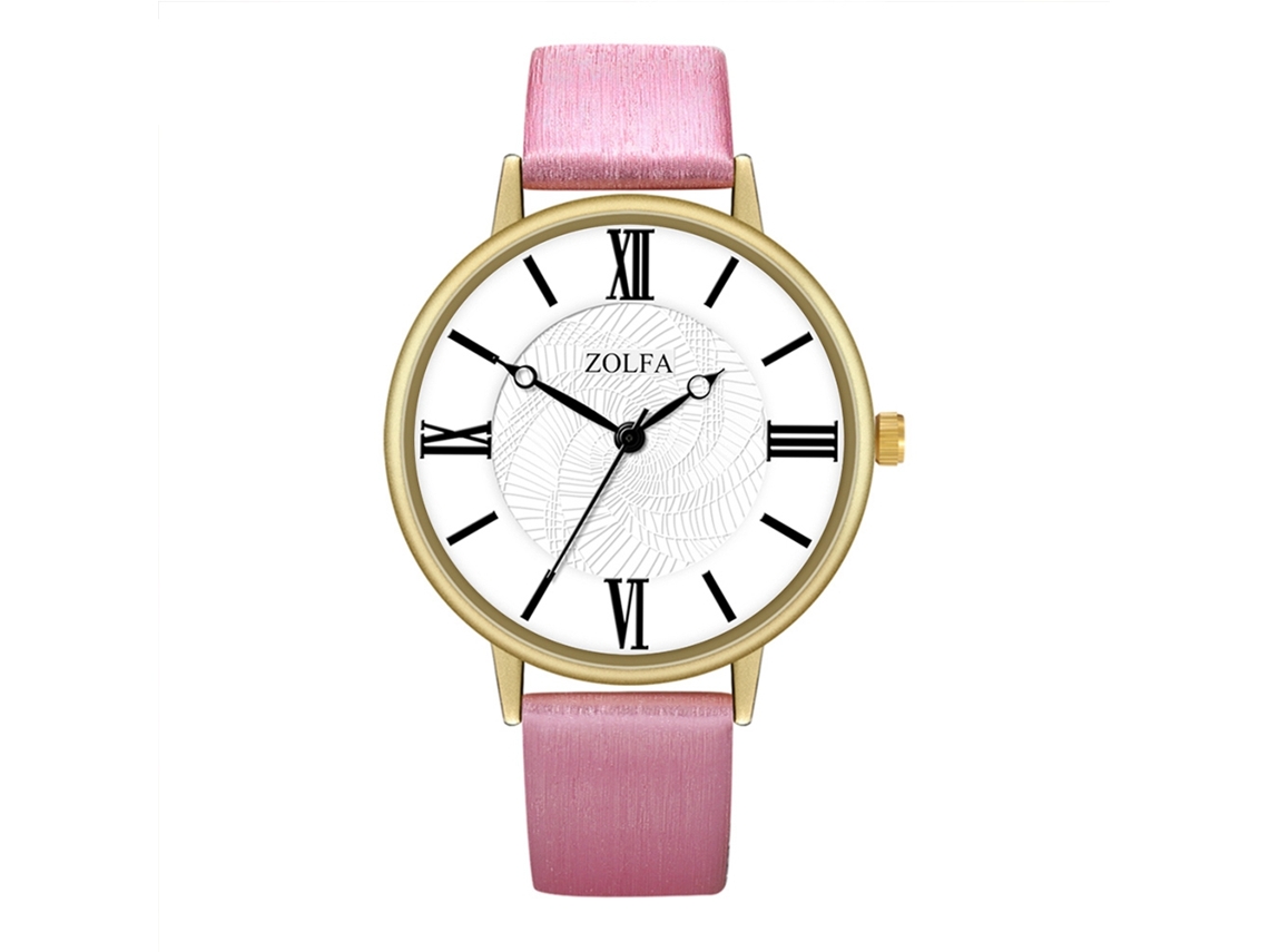 Reloj De Pulsera De Quartzo Para Hombre Y Mujer Con Dial Redondo (rojo Rosa)