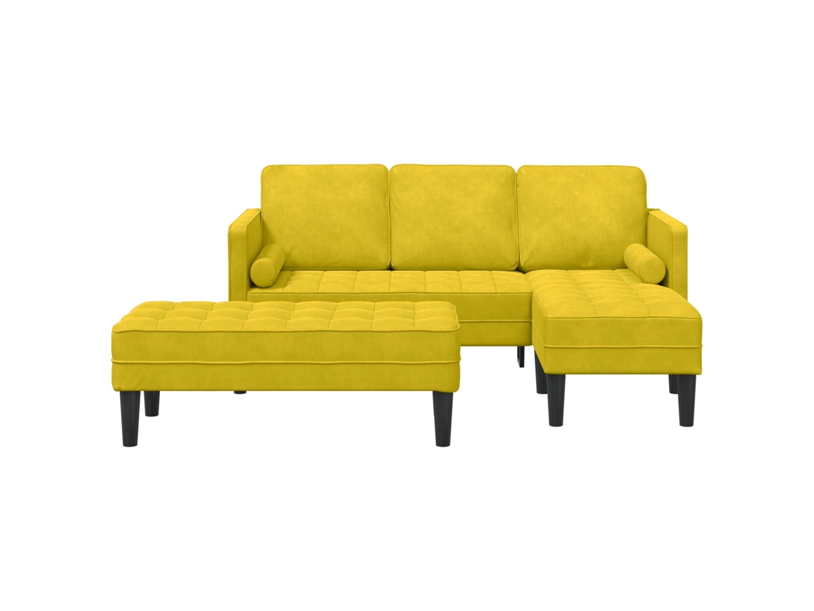 Conjunto de Sofás com Almofada 2 Pcs Amarelo Poliéster MAISON EXCLUSIVE