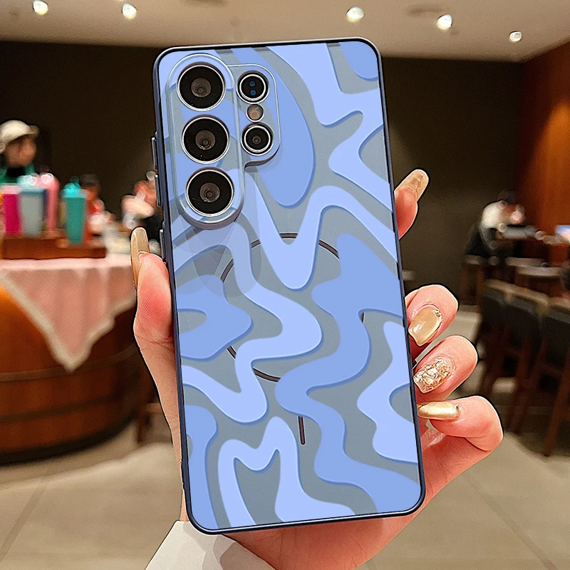 Capa Magnética Para Celular Galaxy S25 Edge Com Estampa Listrada (azul).