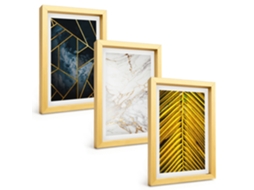 Composição De Quadros Padrões Geométricos E Vegetação Espelharte (3 Peças 20x30 Cm)