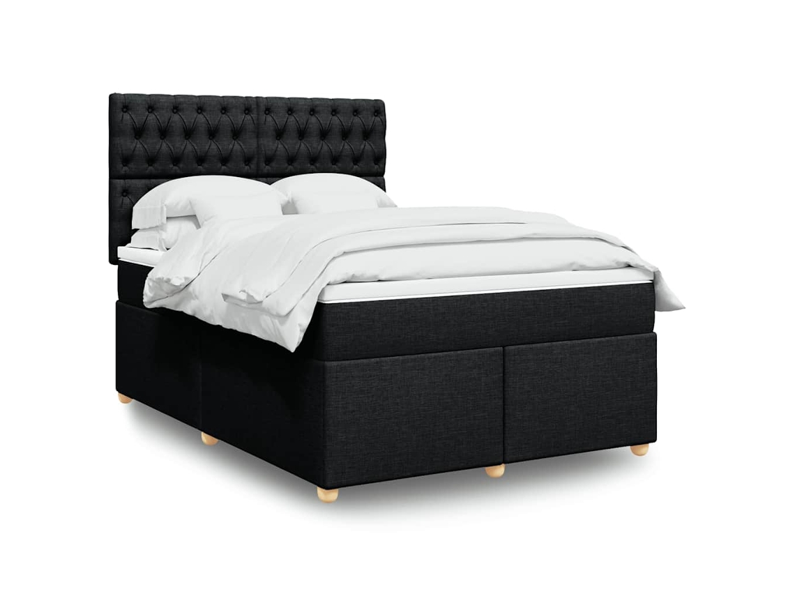 Vidaxl Cama Com Molas/colchão 160x200 Cm Tecido Preto