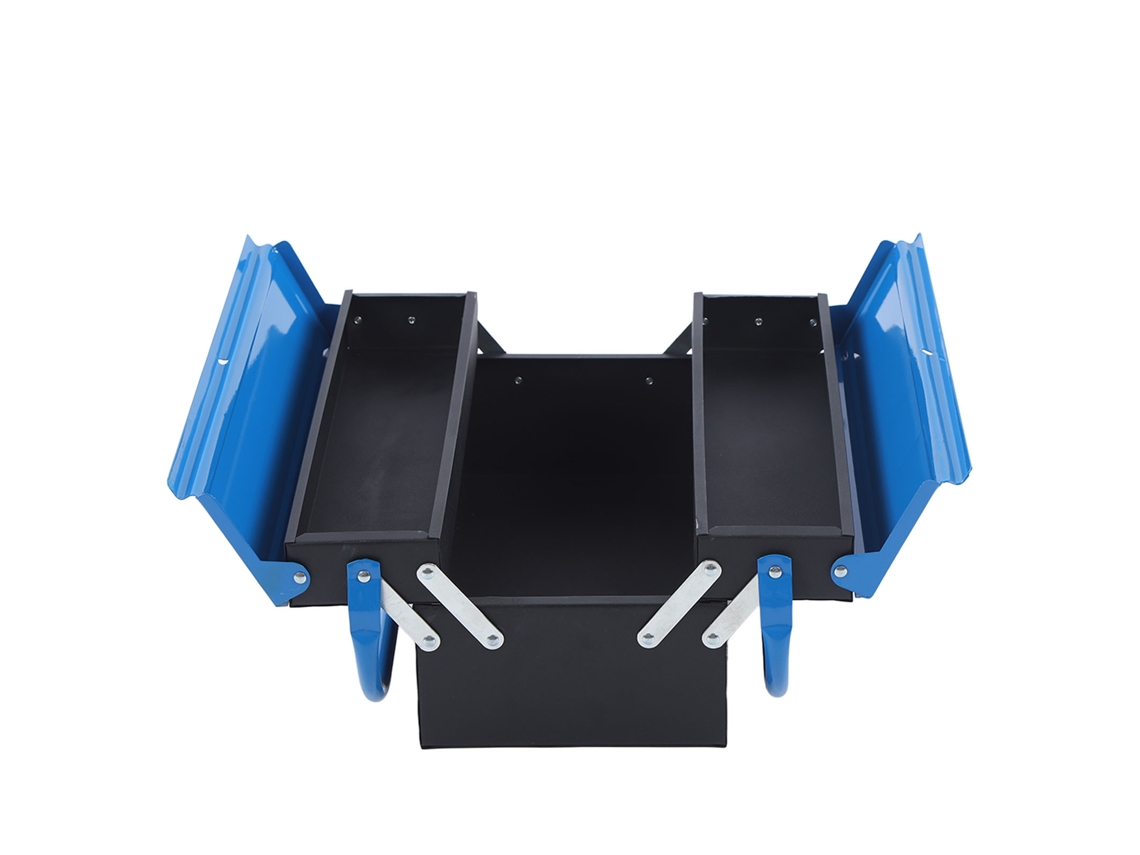 Caja De Ferramentas De Cantilever De Ferro 2 Camadas 3 Bandejas Bicolor Plegável 400mm Para Casa E Carro