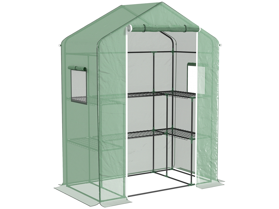 Estufa de Jardim Aço e PE cor Verde 140x73x190 cm OUTSUNNY