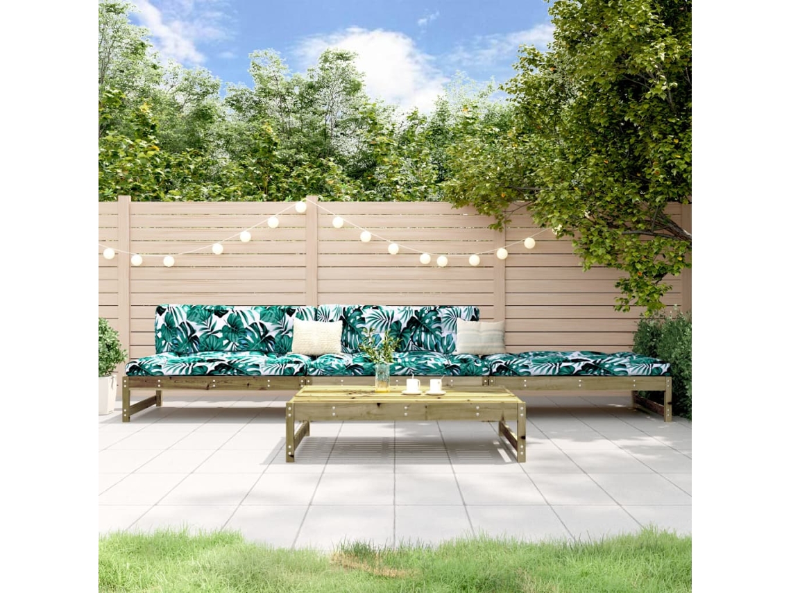 4 Pcs Conjunto Lounge De Jardim Madeira De Pinho Impregnada Dkd Home Decor