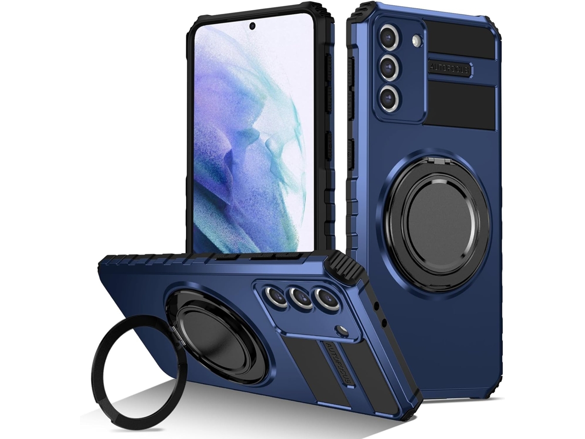 Capa Protetora Magnética Giratória 360° Para Samsung Galaxy S21, Suporte Para Celular, À Prova De Choque, Azul Royal
