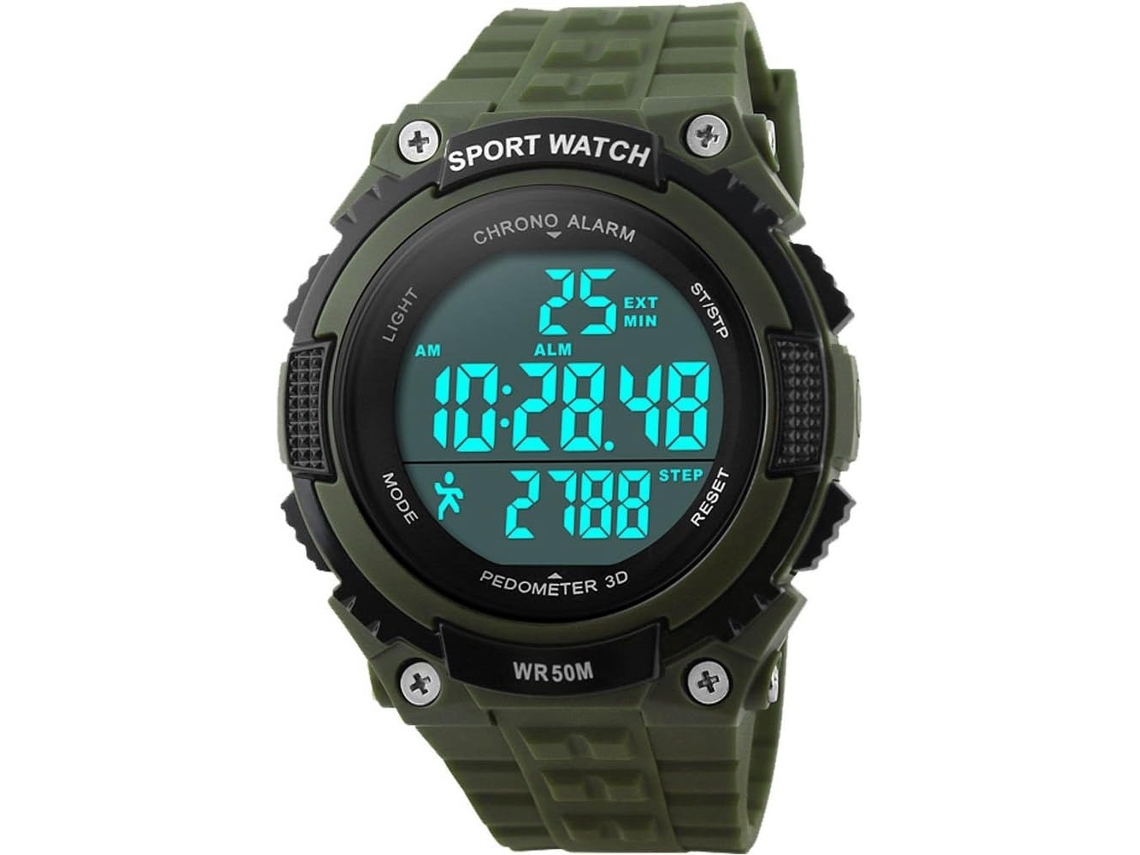 Lurelia Relógio Digital Desportivo, Visor Digital, Led, Cronómetro, Alarme, Data/calendário, Luminoso, Silicone, Resistente À Água, Preto