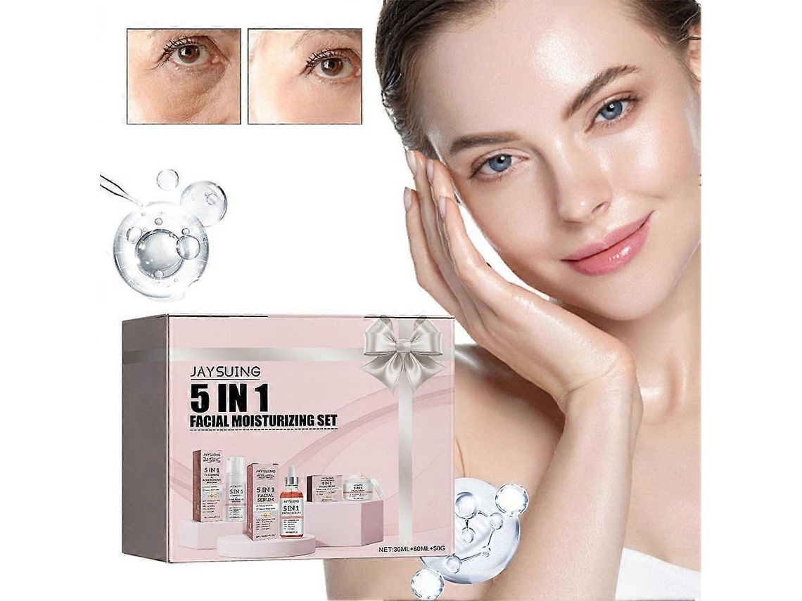 Kit De Cuidados Faciais 5 Em 1: Essência + Sabonete Facial + Creme Facial Firmador