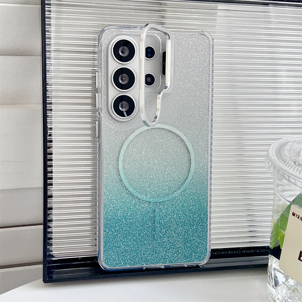 Capa Transparente Com Gradiente Magnético Magsafe Para Samsung (galaxy S24 Fe, Verde)