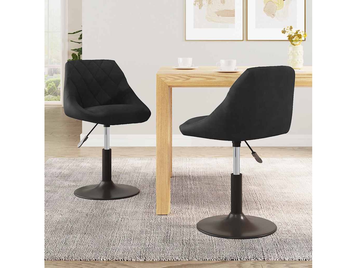 Vidaxl Cadeiras De Jantar Giratórias 2 Pcs Veludo Preto