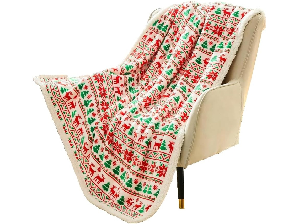 Manta de Natal/inverno Syjym Flanela Macia e Quente Tamanho Grande com Estampa Lisa Multifuncional Universal,