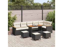 Vidaxl Conjunto De Sofá De Jardim 10 Unid. 6-número De Lugares Preto
