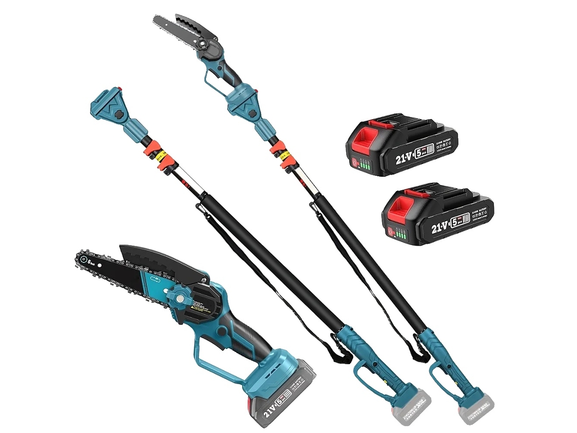 Motosserra Elétrica, Design 2 Em 1, Comprimento De Haste Ajustável De 4,6 A 8,5 Pés, Desempenho Avançado De Corte, Com 2xbattery Oem