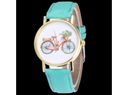 Relógio de pulso de quartzo simples com pulseira de couro PU para casais, unissex (verde menta)