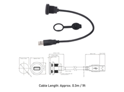 Laxiscreed Cabo Usb 3.0 Veicular Com Conexão Masculina-feminina Para Montagem Em Painel