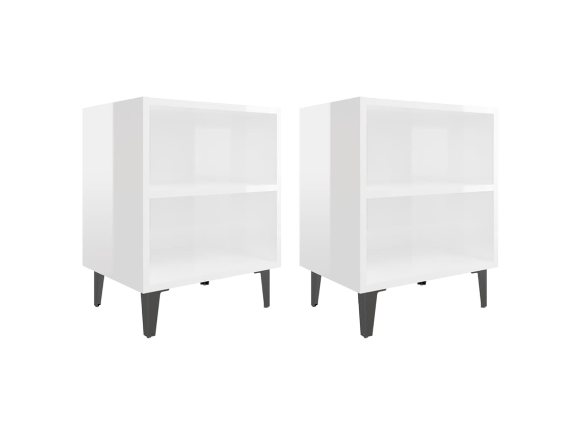 Conjunto de 2 mesas de cabeceira, 40x30x50 cm, branco brilhante, EXCLUSIVO DA MAISON