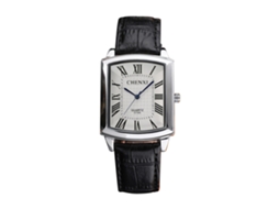 Reloj De Pulsera De Cuarzo Casual Impermeable De Pu Fashionable Rectangular Para Hombre (blanco)