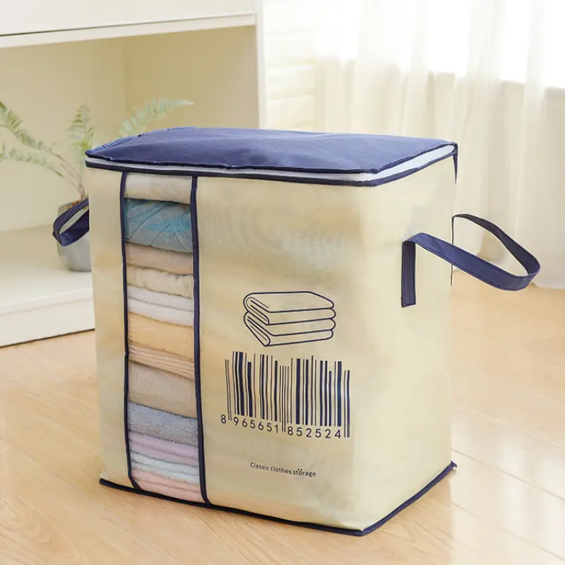 Caixa Organizadora Dobrável Para Roupas, Bolsa Organizadora Portátil Para Edredons E Roupas, Feita De Tecido Não Tecido Com Duas Alças