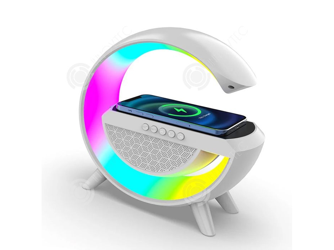 Alto-falante Bluetooth multifuncional Inn com luz LED pode carregar smartphones sem fio, alto-falante Bluetooth estéreo. Innovtec