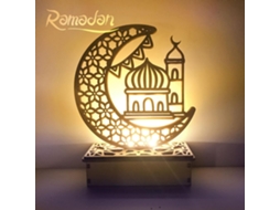 Decoração De Luz De Eid Ramadã Em Madeira Com Recortes Abertos