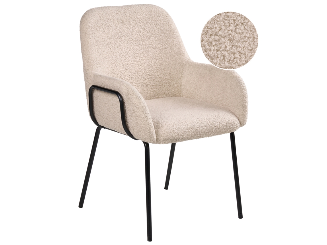Silla De Comedor Tapizada Beliani Algona De Bouclé Beige 61x57x84