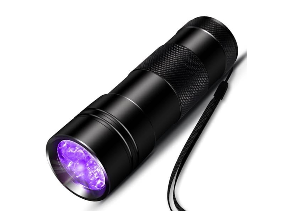Lanterna Uv Com 12 Leds De 395 Nm, Preta