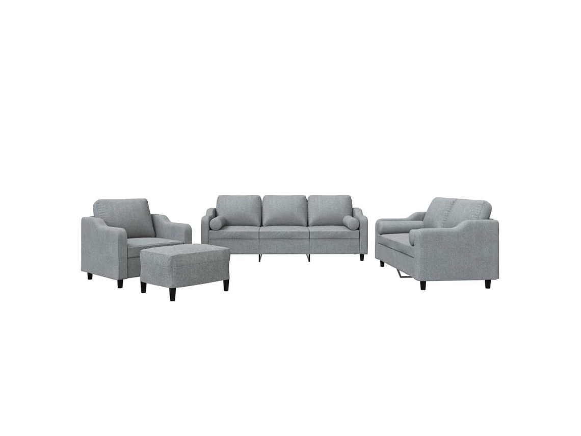 Maison Exclusive - 4 Pcs Conjunto De Sofás Com Almofadas Tecido Cinzento-claro