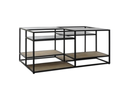 Mesa de centro em metal preto e madeira, 120x60x50cm ALEXANDRA HOUSE LIVING