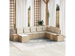 Vidaxl Conjunto De Sofá De Jardim 8 Unid. Bege Rattan Sintético