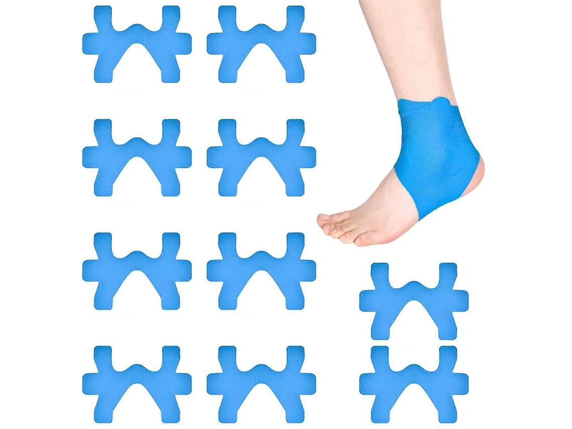 Lurelia Fita Cinesiológica Pacote Com 10 Fitas De Cinesiologia Pré-cortadas Compatíveis Com Tornozelo, Fita Elástica De Fisioterapia Impermeável, Azul