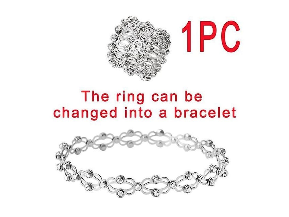 2026 pulsera Anillo Retráctil Mágico 2 En 1 de Cobre Y Plata S925 Con Zirconias Creativo Estirable para Mujer Regalo de Joyería