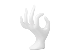 Suporte para Anéis em Forma de Ok de Resina, Elegante e Multiuso para Exibição de Jóias Branco