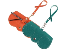 Bolsa para Óculos de Sol Fina e Portátil em Pele Cores: Laranja Verde 2 Unid. TRANTECH