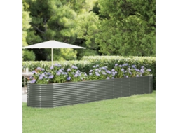 Vidaxl Canteiro Elevado Jardim 507x100x68 Aço Revestido A Pó Cinzento