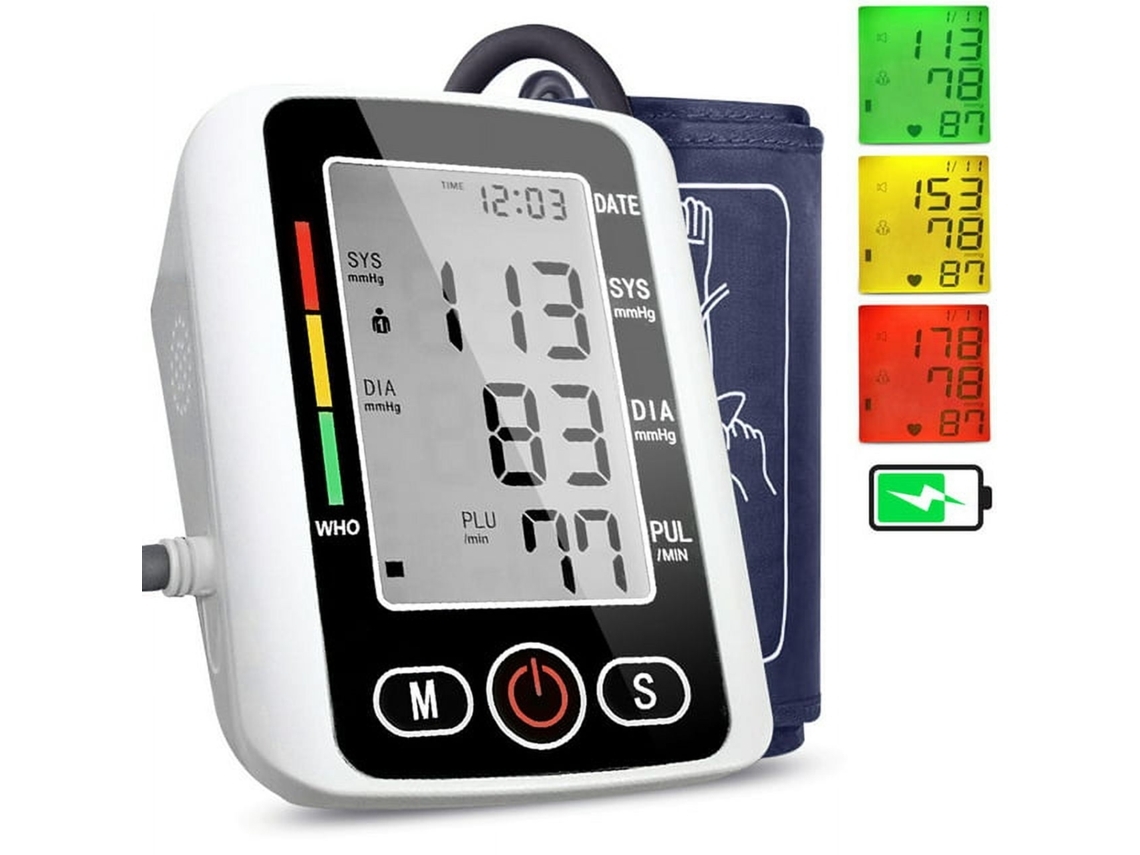 Aparelho De Pressão Arterial Digital De Braço Com Voz Em Inglês, Monitor De Pressão E Pulso, Tela Colorida