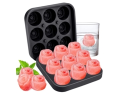 Rebe-bandeja De Gelo De Silicone Com Tampa Em Forma De Rosa 9 Câmaras Para Bebidas E Alimentos