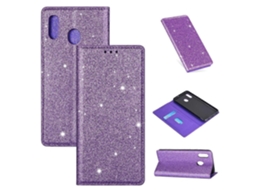Capa De Couro Flip Horizontal Magnética Ultrafina Com Glitter Para Samsung Galaxy A40 Com Suporte E Compartimentos Para Cartões