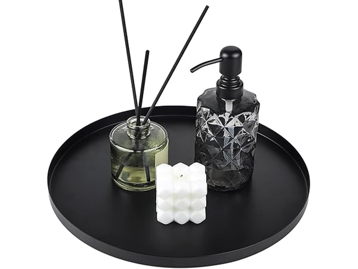 Bandeja decorativa redonda em aço inox, resistente, para acessórios, STELASPLEN
