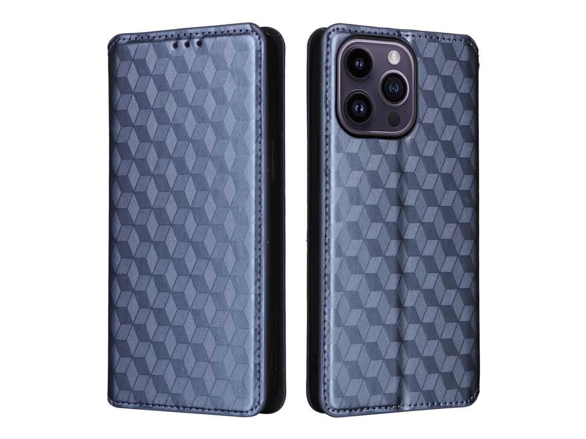 Capa Para Iphone 15 Pro Pele Sintética Azul