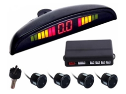 Conjunto 4 Sensores Estacionamento + Lcd + Sonoro 22Mm Preto