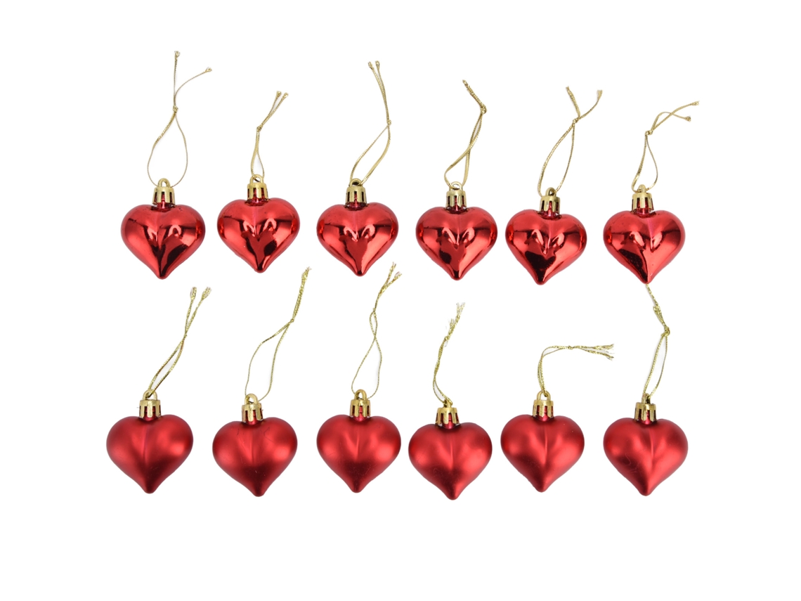 Conjunto De 12 Enfeites De Natal Em Forma De Coração Em Pvc Da Laxiscreed Para Árvore E Decoração De Dia Dos Namorados