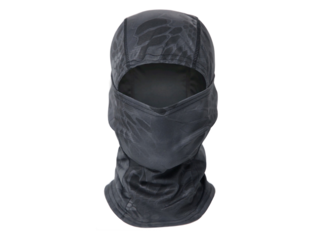 Máscara facial Mali para ciclismo e montanhismo, protetora solar, respirável, preta com padrão python